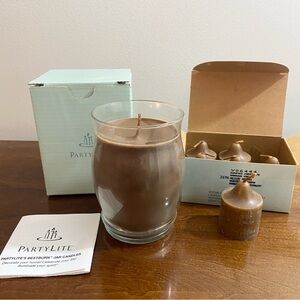 PARTYLITE' BESTBURN® BARREL Jar Candle & 6 Votives in Roasted Chestnut NIB